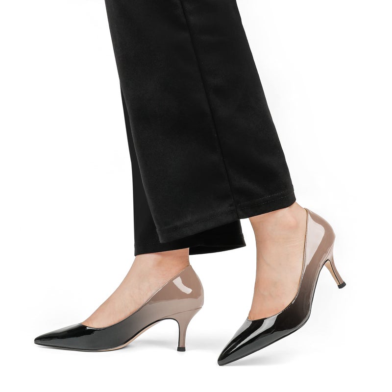 JOY IN LOVE Women's Shoes Low Heels Pointy Toe Kitten Heel Daily Pumps Nude Black 7 US - Image 5